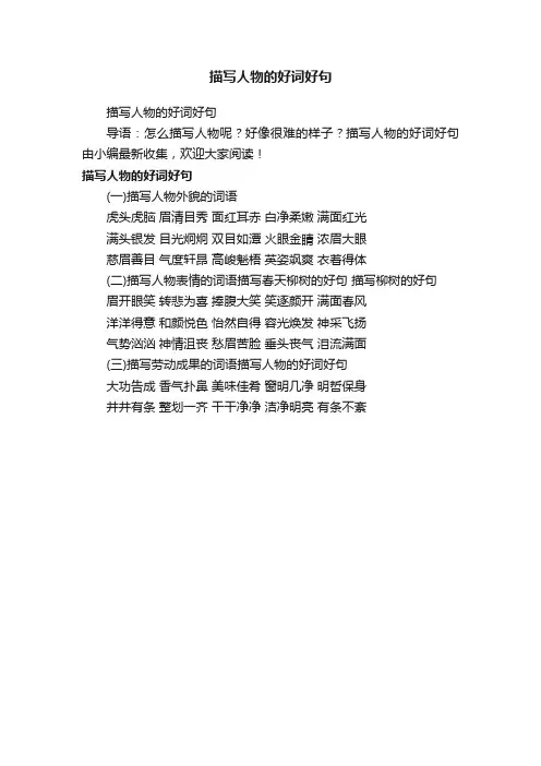 描写人物的好词好句