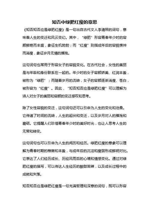 知否中绿肥红瘦的意思