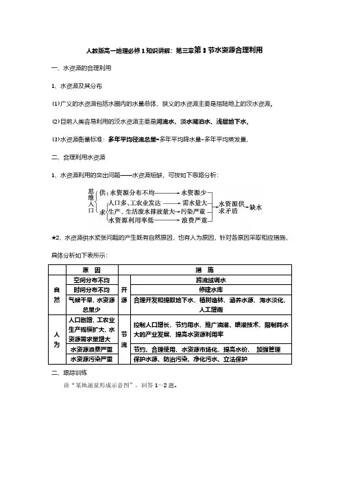 人教版高一地理必修一知识讲解：3.3水资源合理利用