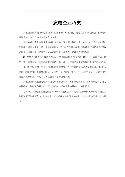 发电企业历史