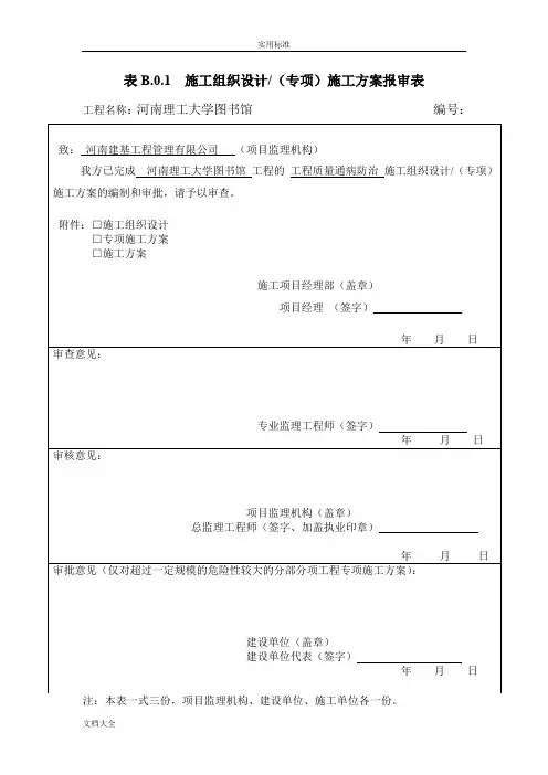 报审表(常用A、B、C类表格)