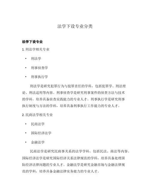 法学下设专业分类