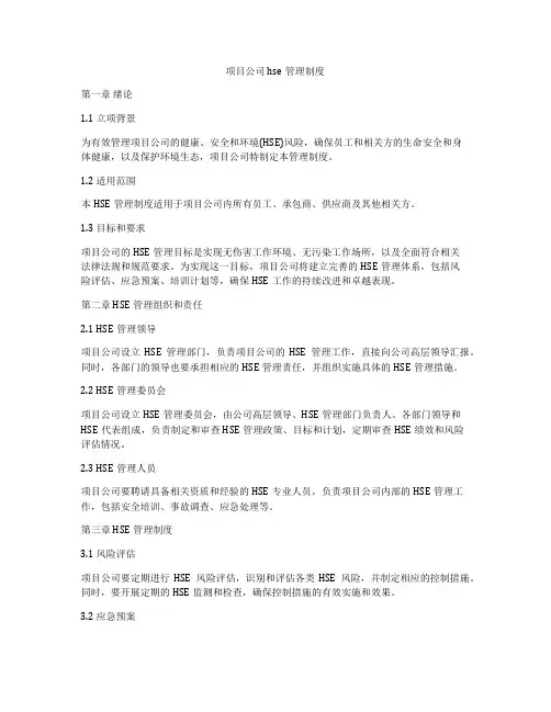 项目公司hse管理制度