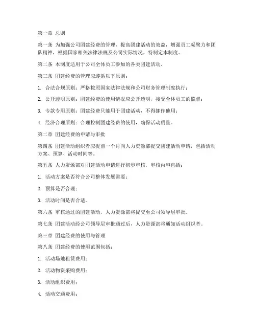 公司团建经费管理制度
