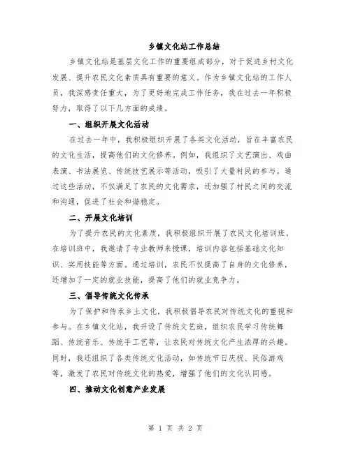 乡镇文化站工作总结