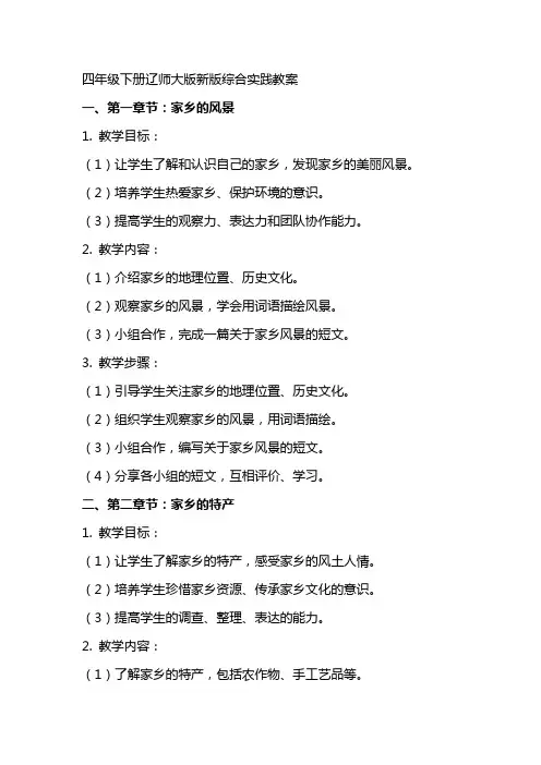四年级下册辽师大版新版综合实践教案