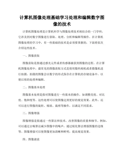 计算机图像处理基础学习处理和编辑数字图像的技术