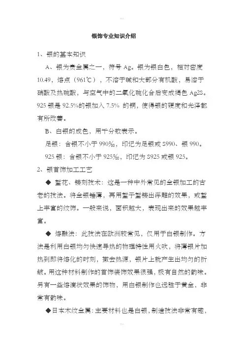 银饰专业知识介绍