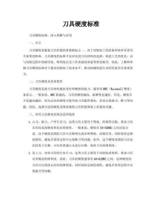 刀具硬度标准