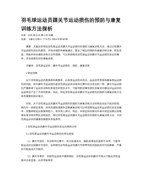 羽毛球运动员踝关节运动损伤的预防与康复训练方法探析