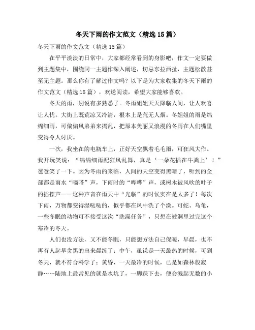 冬天下雨的作文范文(精选15篇)