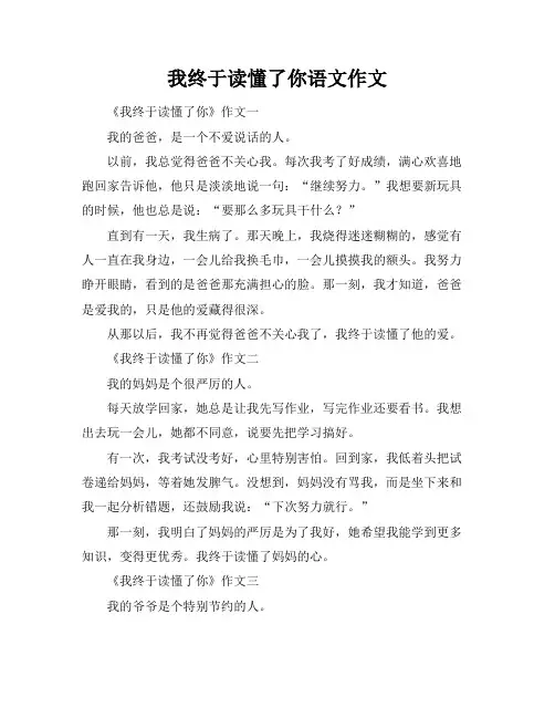 我终于读懂了你语文作文