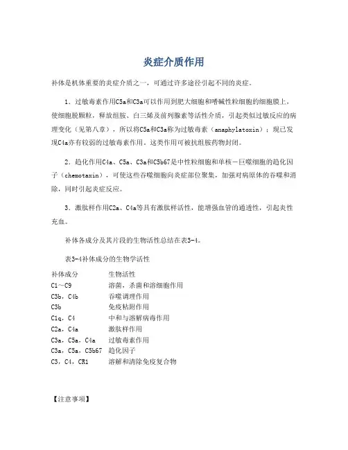 炎症介质作用