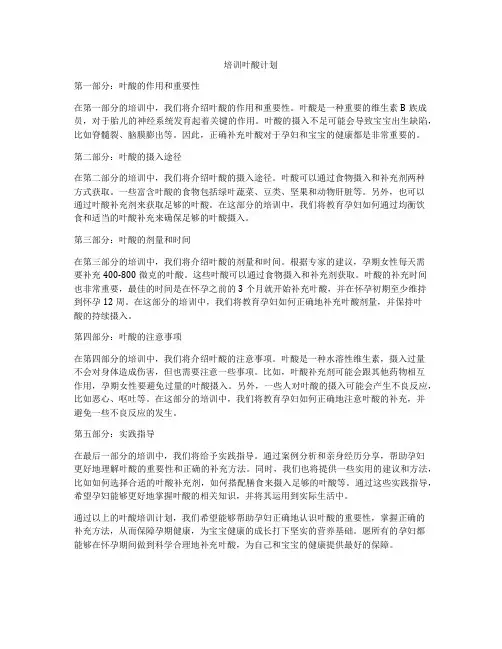 培训叶酸计划