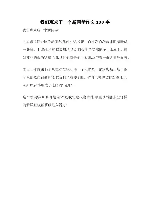 我们班来了一个新同学作文100字