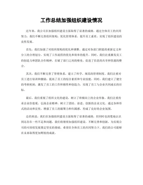 工作总结加强组织建设情况