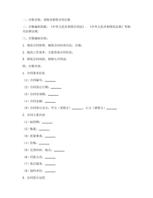 采购及销售合同台账