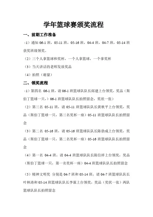 学年篮球赛颁奖流程