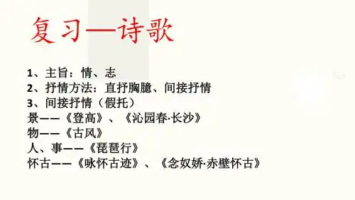 高中语文复习课件：诗歌 (共25张PPT)