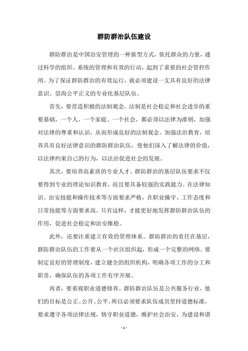 群防群治队伍建设