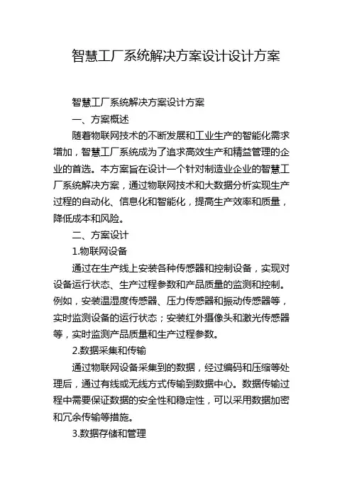 智慧工厂系统解决方案设计设计方案