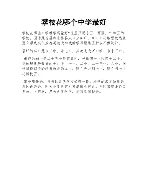 攀枝花哪个中学最好