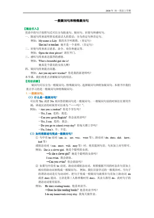 人教版英语七年级上册一般疑问句和特殊疑问句