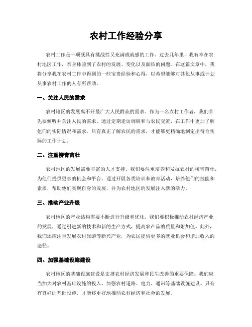 农村工作经验分享