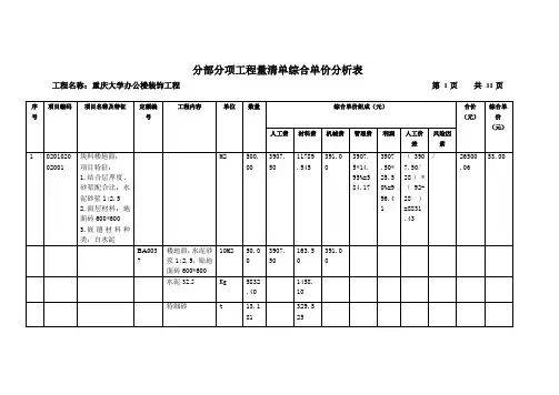 分部分项工程量清单综合单价分析表2