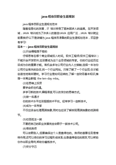 java程序员职业生涯规划