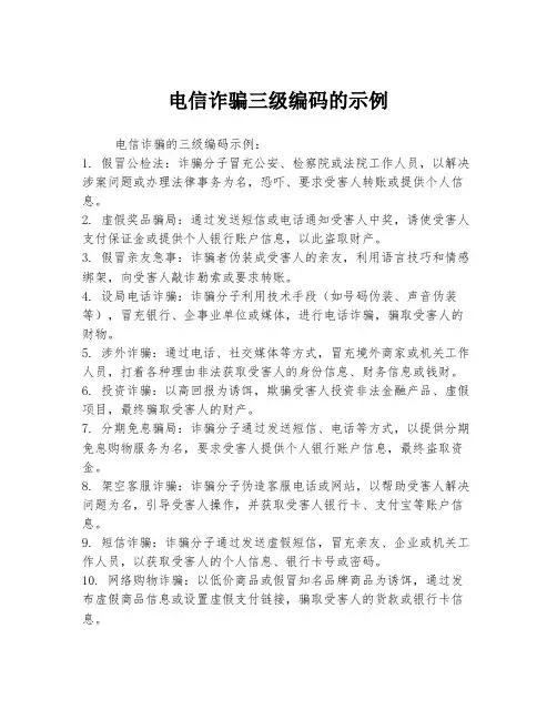 电信诈骗三级编码的示例