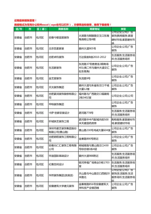 2020新版安徽省合肥市包河区装修公司工商企业公司商家名录名单黄页联系方式电话大全209家