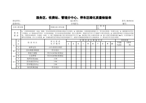 服务区、收费站、管理分中心、停车区绿化质量检验表