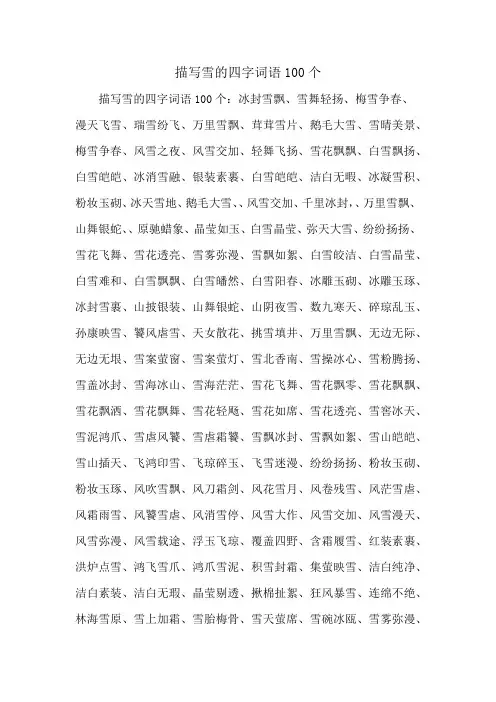 描写雪的四字词语100个