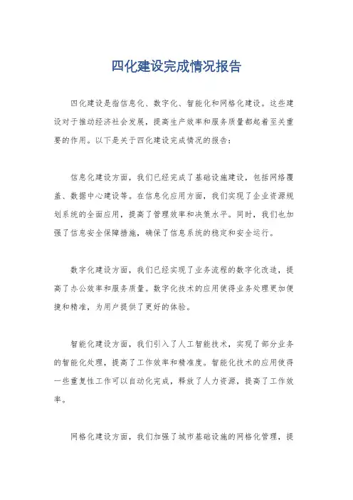 四化建设完成情况报告