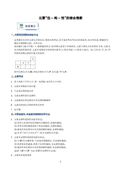 元素“位—构—性”的综合推断(解析版)