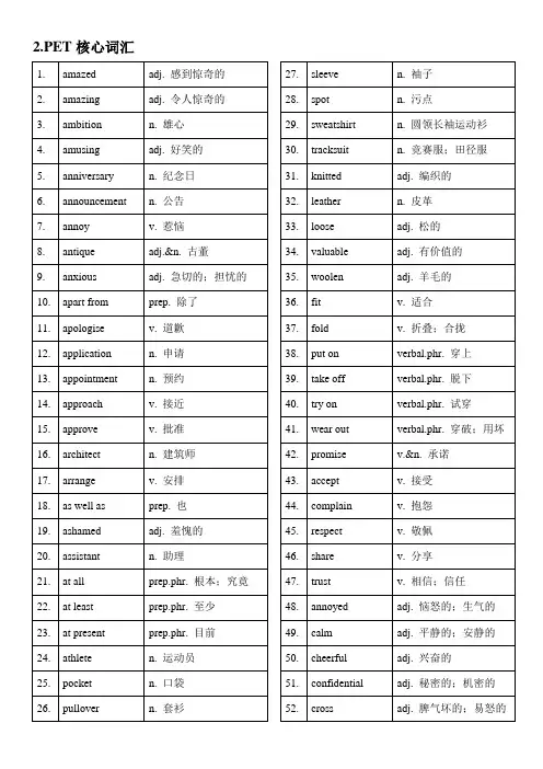 2.PET核心词汇