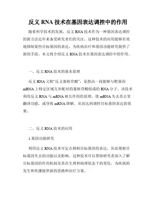 反义RNA技术在基因表达调控中的作用