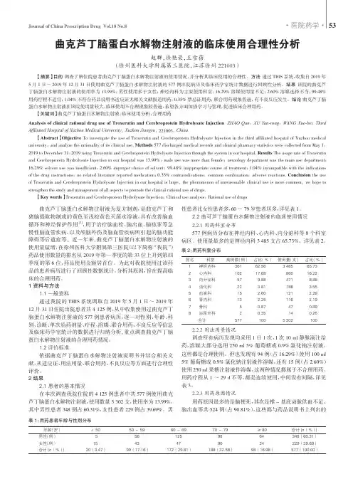曲克芦丁脑蛋白水解物注射液的临床使用合理性分析