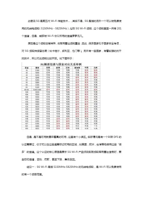 5G频段与信道