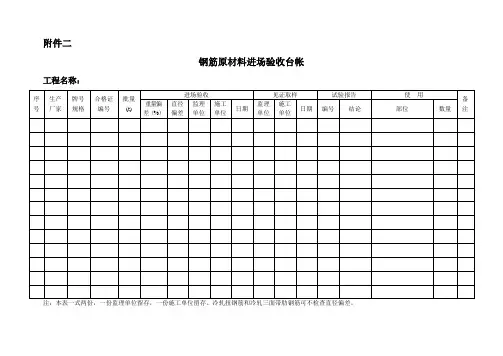 钢筋原材料进场验收台账