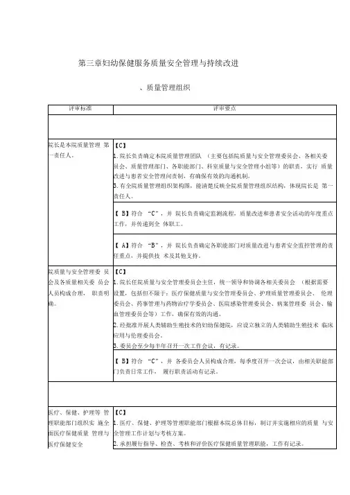 妇幼保健服务质量安全管理与持续改进