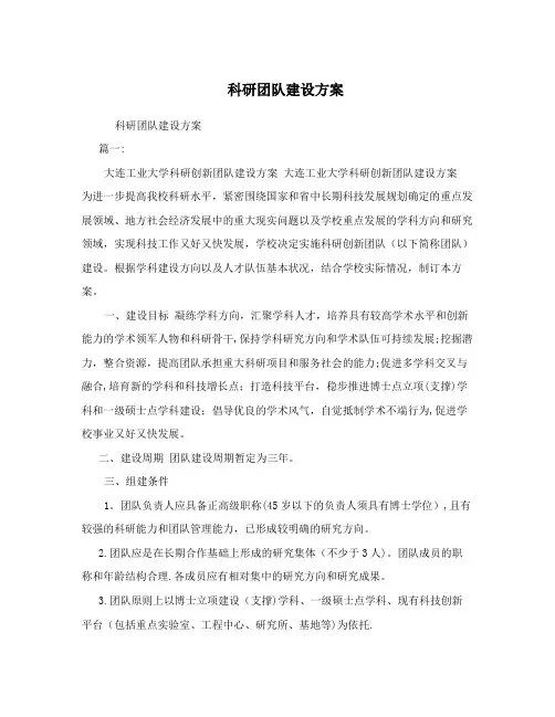 科研团队建设方案