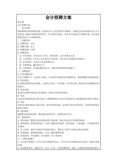 会计招聘方案