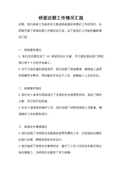 桥梁近期工作情况汇报