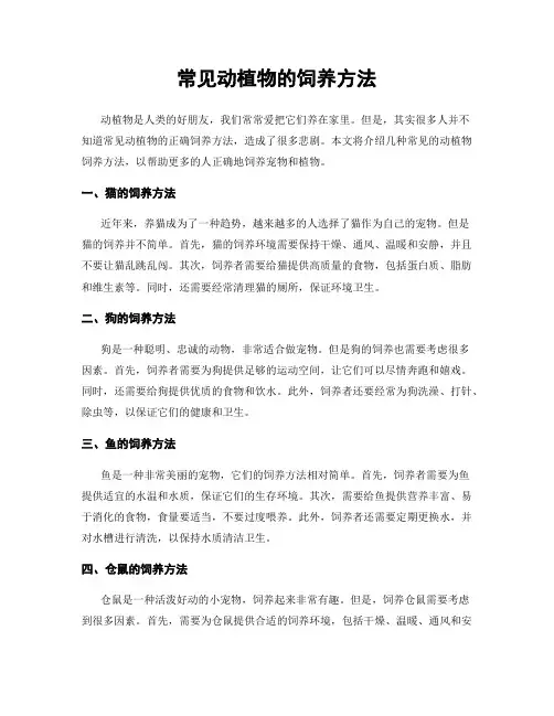 常见动植物的饲养方法
