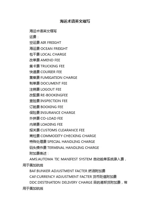海运术语英文缩写