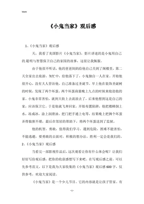《小鬼当家》观后感