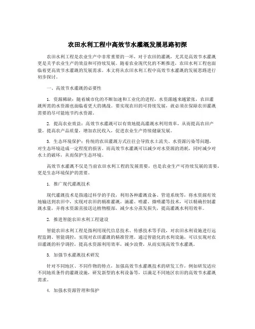 农田水利工程中高效节水灌溉发展思路初探