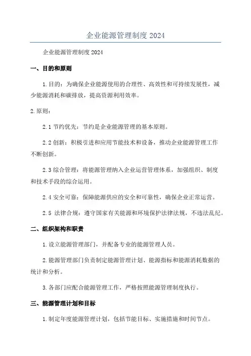 企业能源管理制度2024